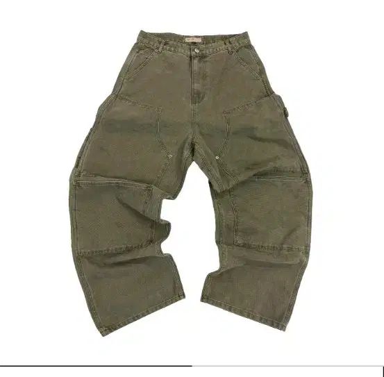 1 葵色 커티드 ダブルニー パンツ オリーブ