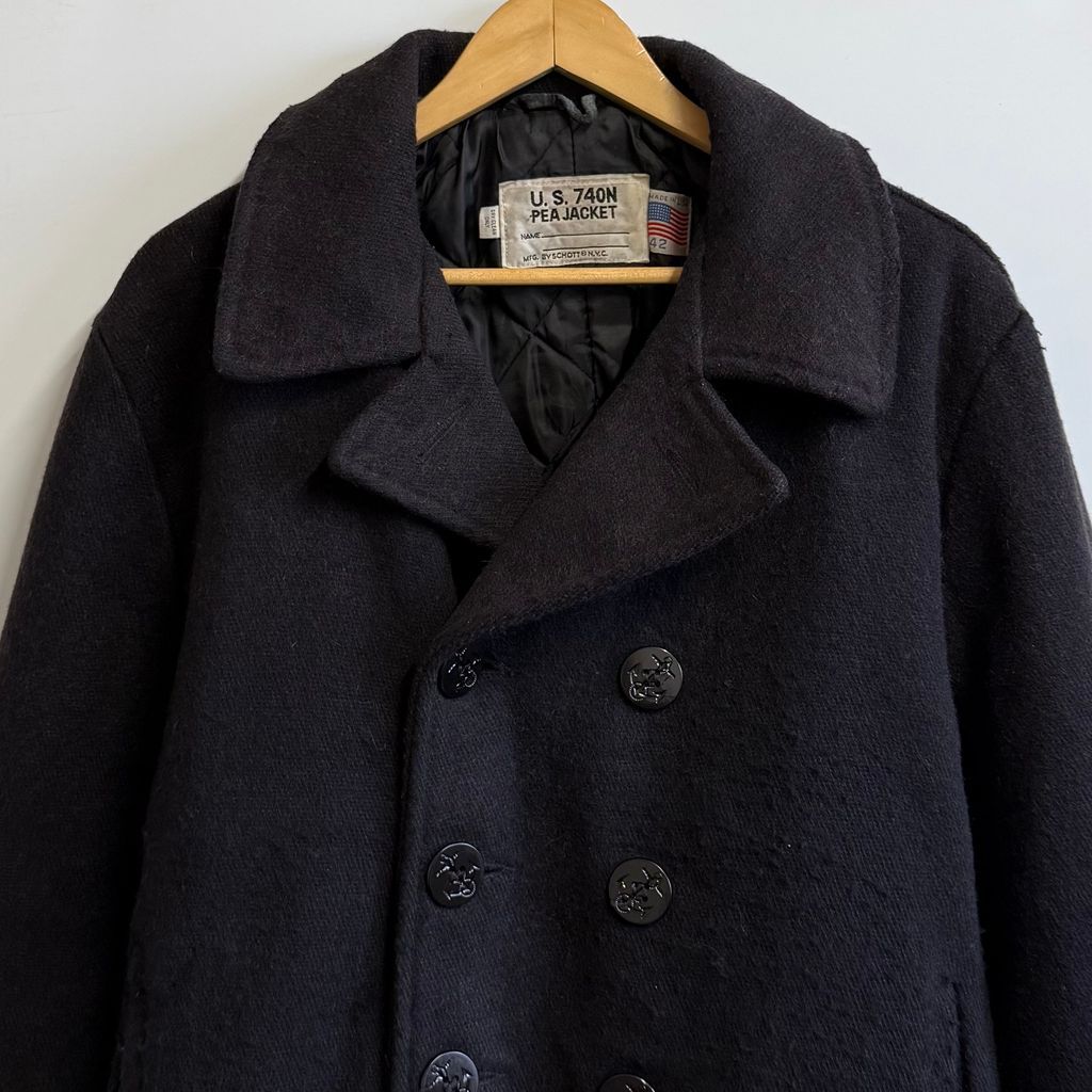 USA製 Schott ショット U.S. 740N PEA JAKET Pコート 紺 ネイビー 42