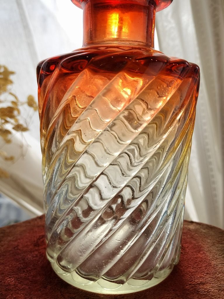 フランス アンティーク バカラ バンブー 赤い 大きい クリスタル香水瓶