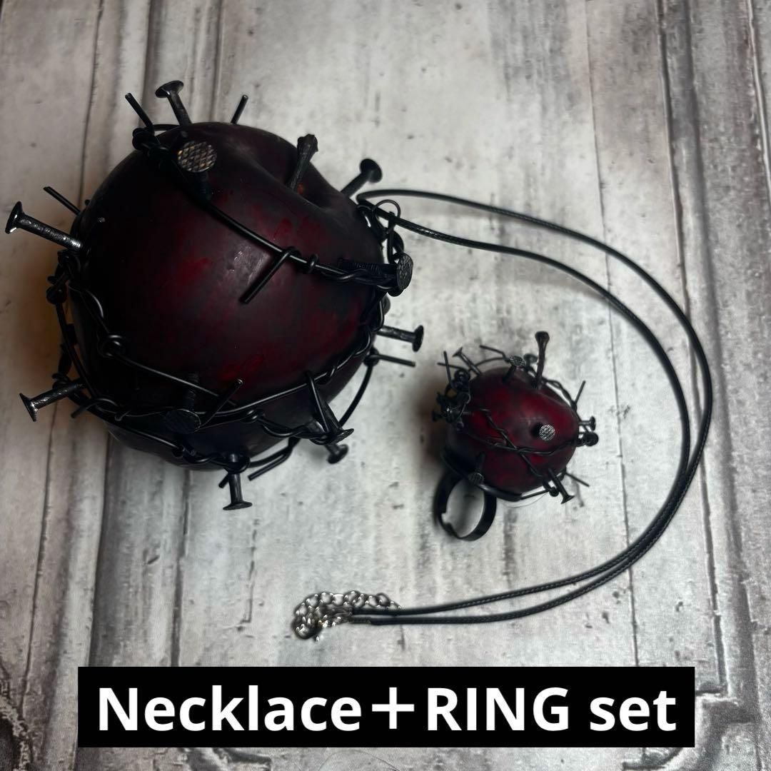 スパイクアップルネックレス リング セット