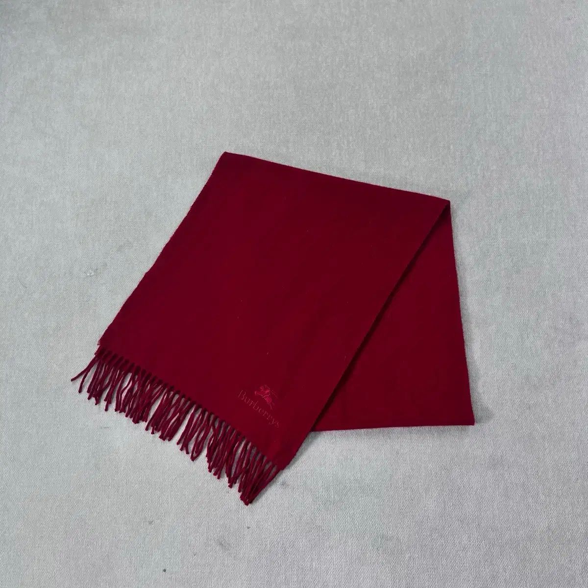 BURBERRY バーバリー 麻ロゴ カシミア レッド マフラー