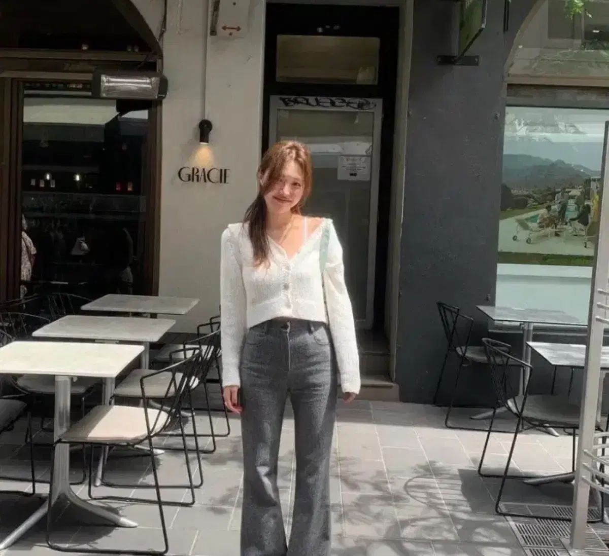 タグ タナット ベア クロップドカーディガン 白