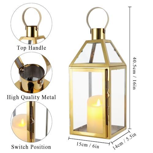 JHY DESIGN キャンドルホルダー 25cm ゴールド装飾ランタン アンテ