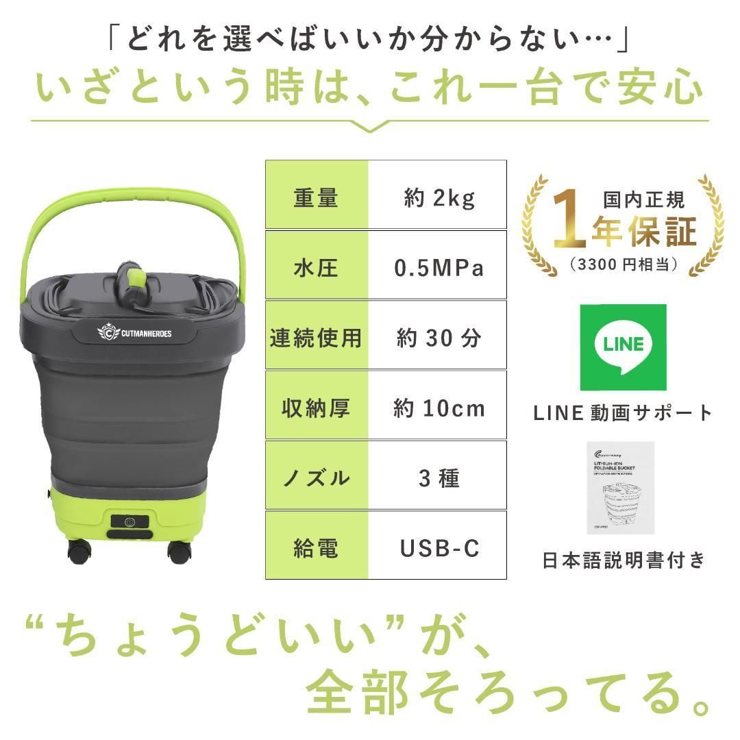 2024 CUTMANHEROES 高圧洗浄機 本体 ブラック/ライムグリーン 2862