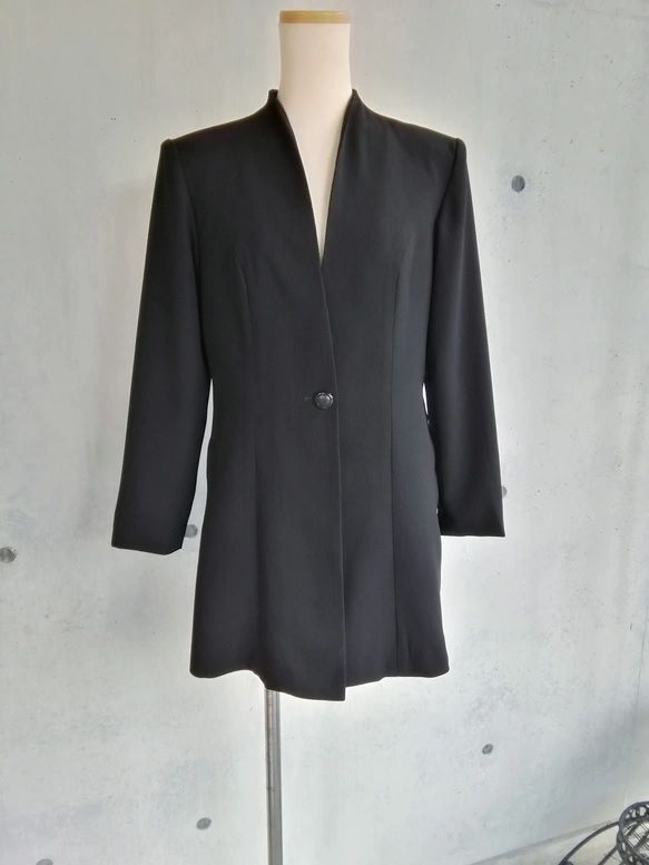 喪服 礼服 ブラックフォーマルロングジャケット 体型カバー 後ろ立ち襟 S-3 L対応 137501
