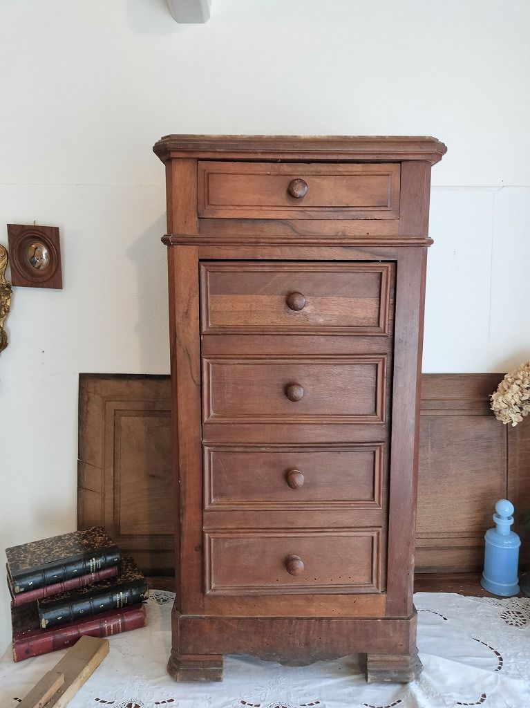 フランスアンティーク大理石キャビネット/ナイトテーブル机/飾り棚(82-151) フランスアンティーク木製*大理石キャビネット/ナイトテーブル机/飾棚