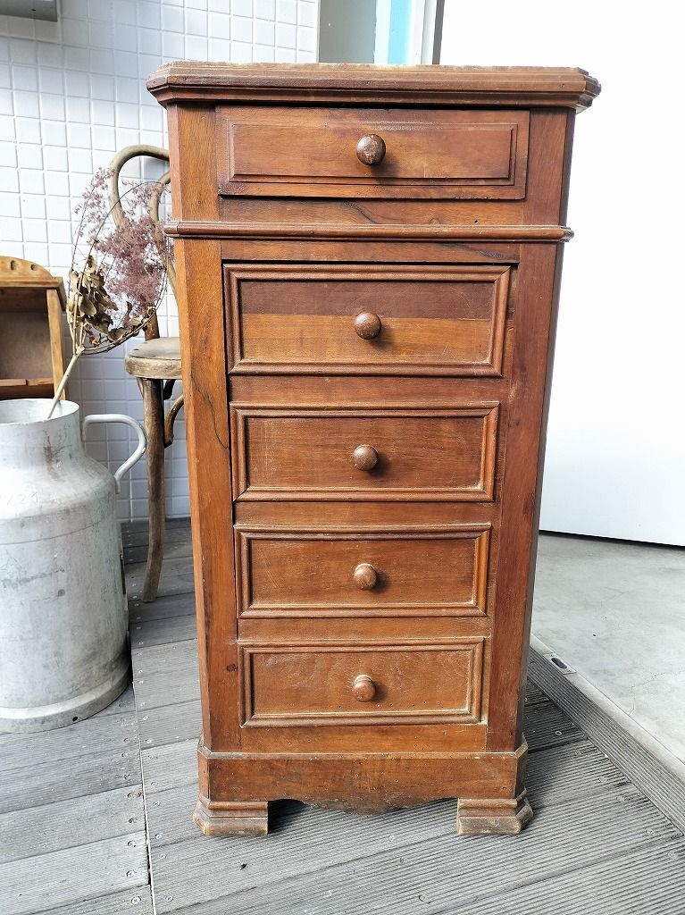 フランス アンティーク 木製 大理石 ナイトテーブル キャビネット 家具