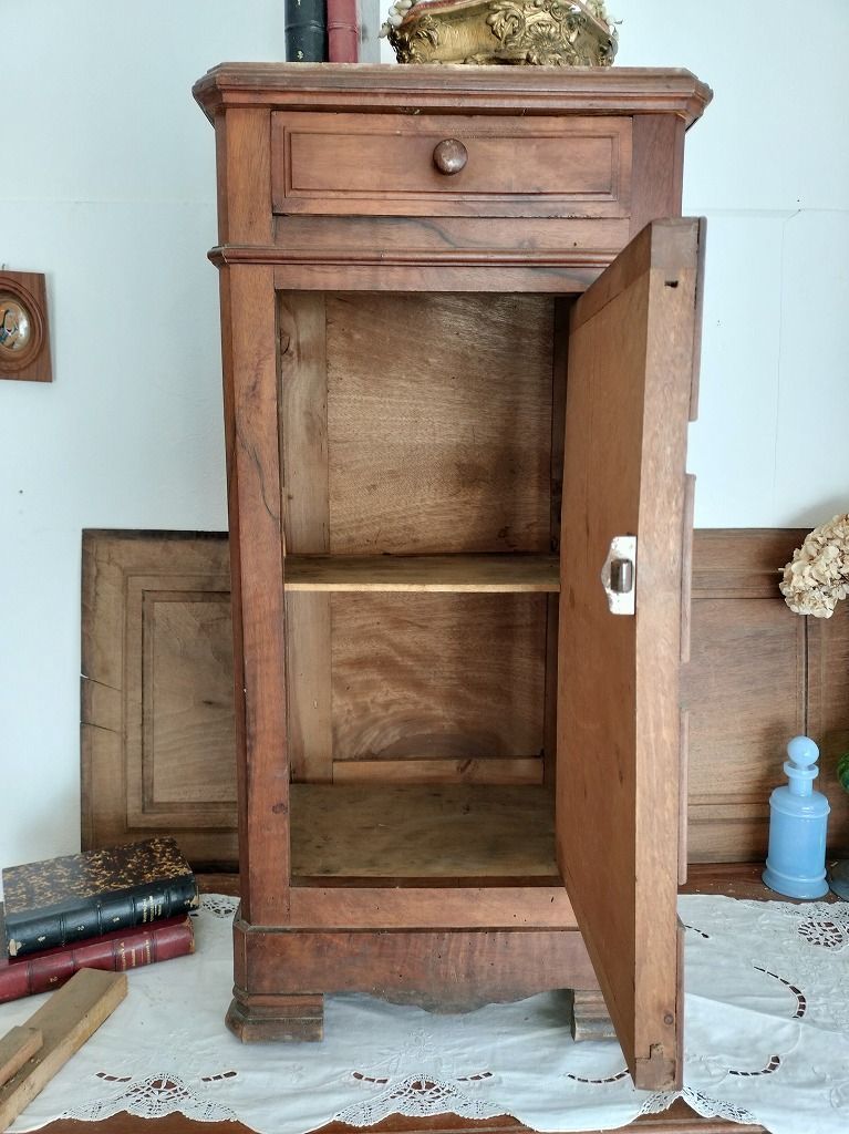 フランス アンティーク 木製 大理石 ナイトテーブル キャビネット 家具