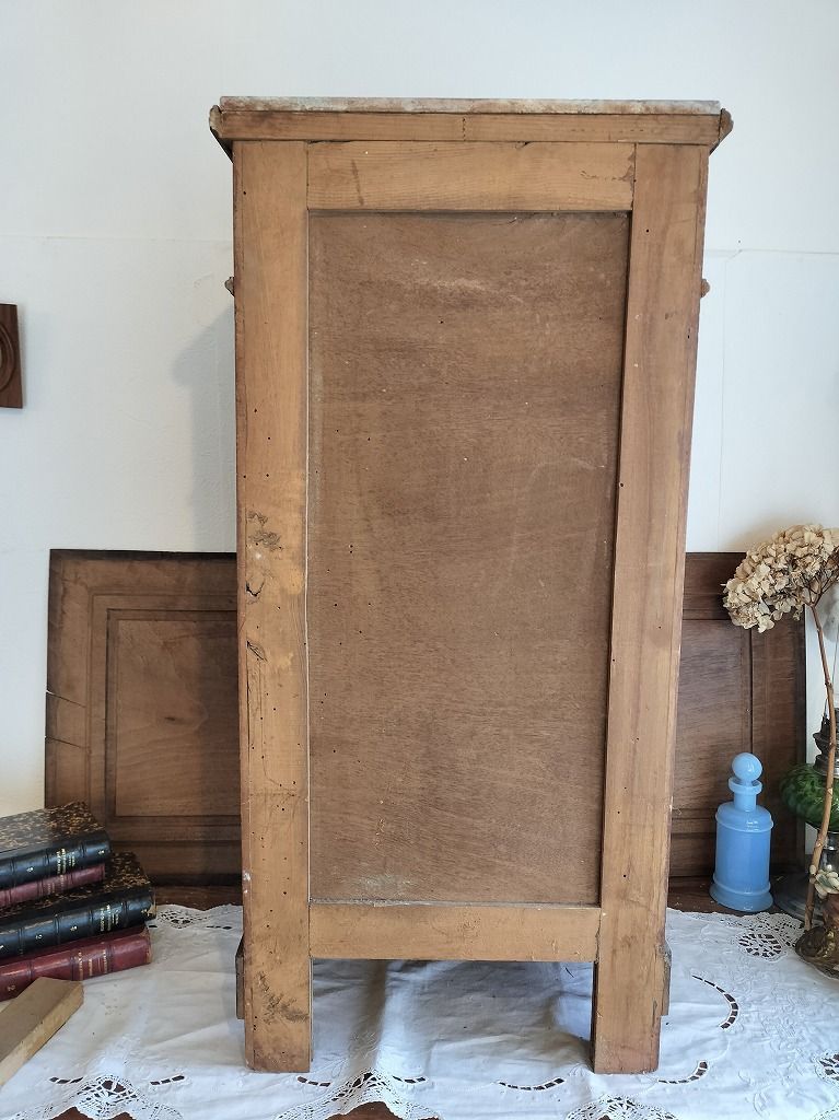 フランス アンティーク 木製 大理石 ナイトテーブル キャビネット 家具