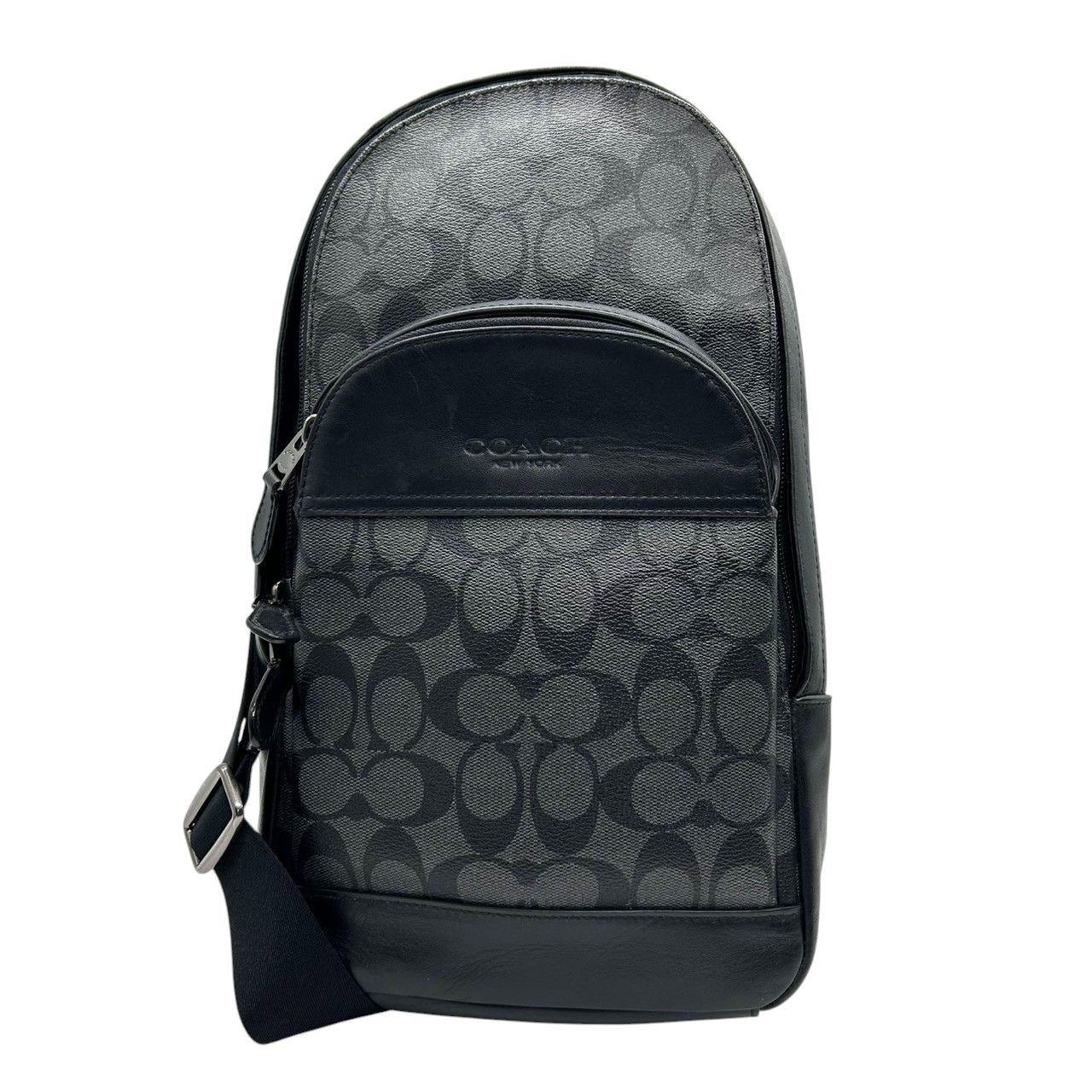 コーチ COACH ボディバッグ スリングバッグ F 39942 シグネチャー PVC レザー 本革 チャコール グレー ブラック 黒 斜め掛け クロスボディ メンズ 男性 スタイリッシュ クール 休日 旅行 鞄 カバン s 61