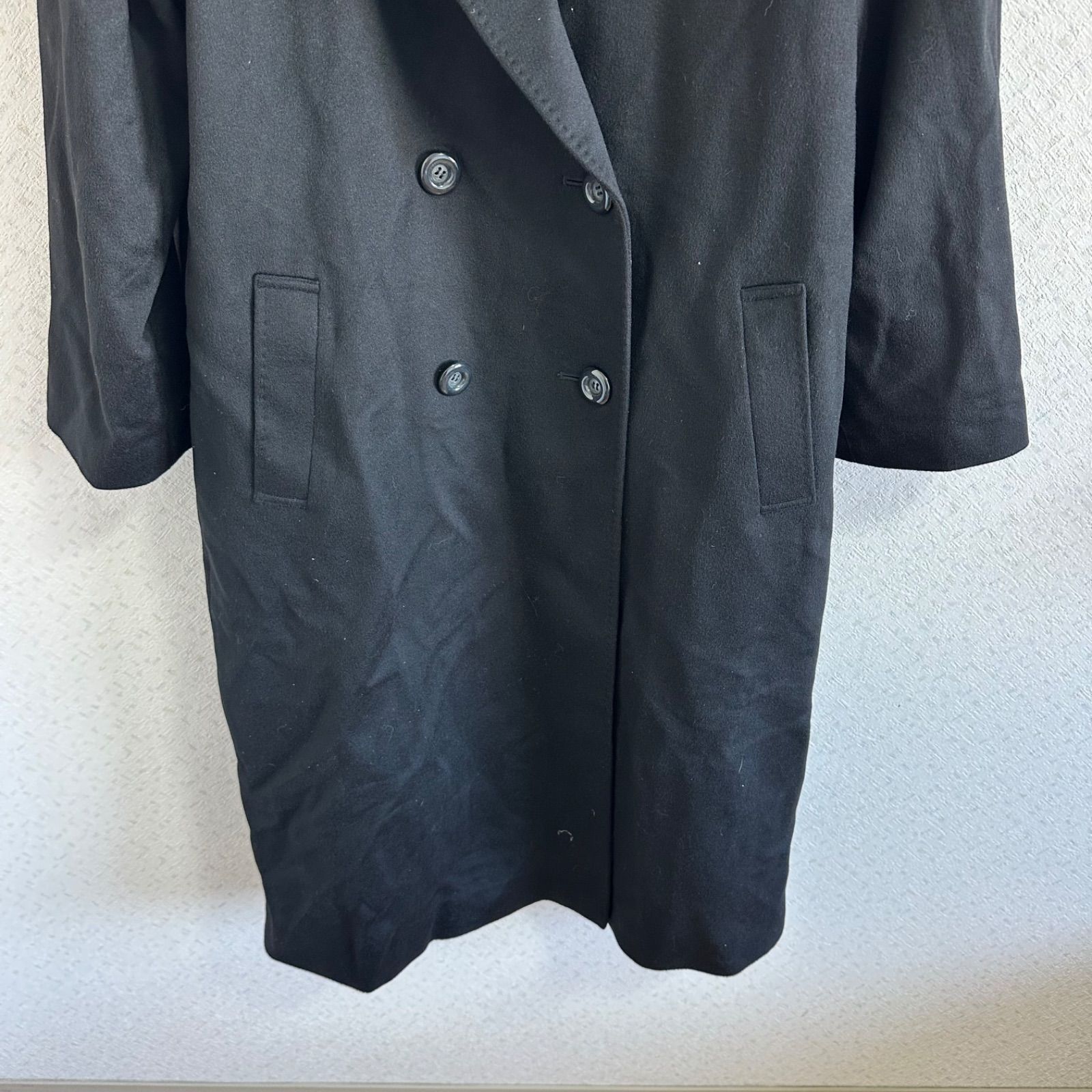 カシミヤ100%【未使用タグ付】San Ronde ロングコート Aライン 黒 ZM1700 【美品】San Rondeサンロンド ロングコート アウター ブラック