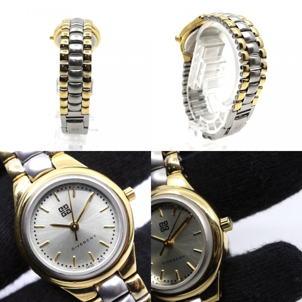 美品 GIVENCHY ジバンシー レディース 時計 コンビ シルバー ゴールド 美品】GIVENCHY コンビカラーQZ腕時計 シルバー×ゴールド ヴィンテージ