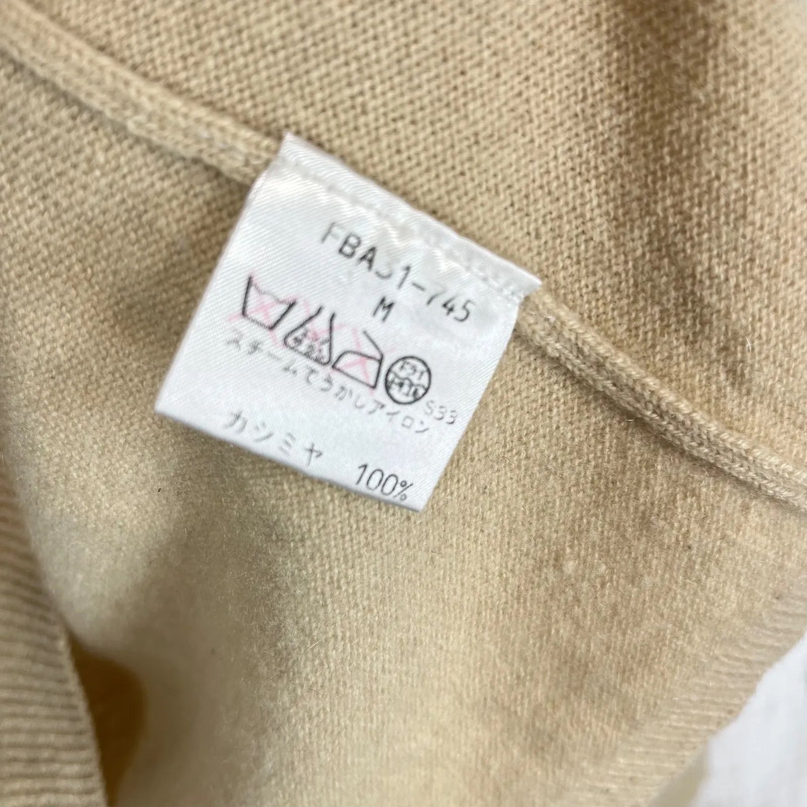 BURBERRY バーバリー ホースロゴ刺繍 Vネック 長袖 カシミヤ100 