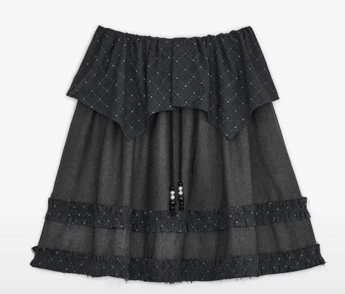 HUG YOUR SKIN ハグユアースキン アーガイル ケープ ミディ スカート チャコール