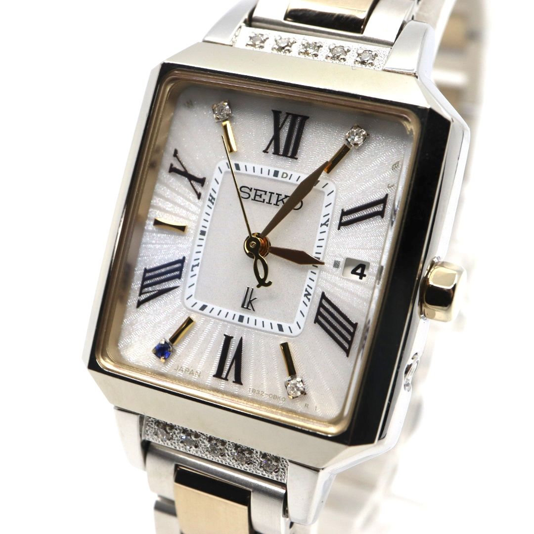 級 稼働品 セイコー ルキア プロデュース モデル SSVW 105 1 B 32 0 AP ソーラー電波 ダイヤモンド サファイア 白蝶貝 スクエア レディース 腕時計 コンビ クリーニング済 G 8