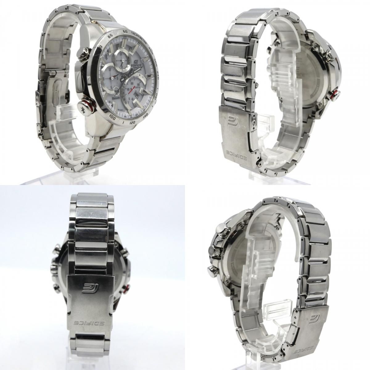  稼働品 カシオ CASIO エディフィス EDIFICE EQB 501 タフソーラー Bluetooth搭載 モバイルリンク クロノグラフ ホワイト文字盤 シルバー ステンレス メンズ 腕時計 アナログ デュアルタイム スポーティ ビジネス G 7 その他 時計