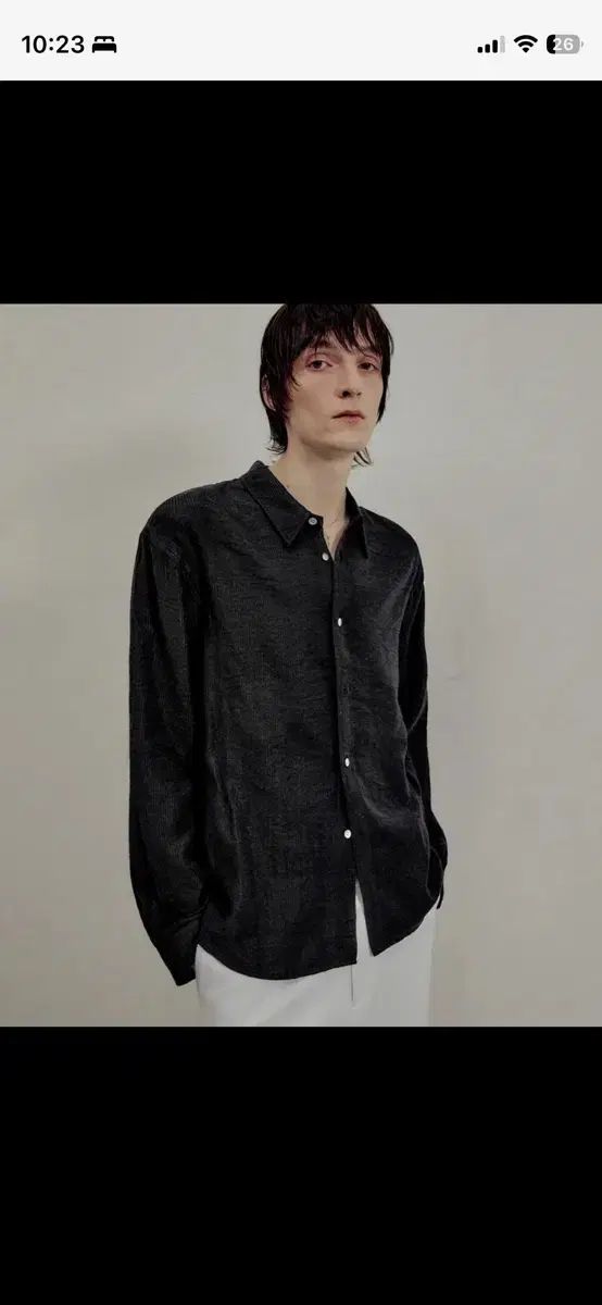 LMOOD シルキー ストライプ シャツ