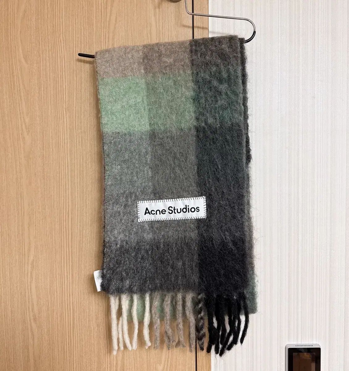 正規品　Acne studios マフラー　グリーン×グレー Acne Studios アクネストゥディオズ モヘア マフラー グリーン グレー