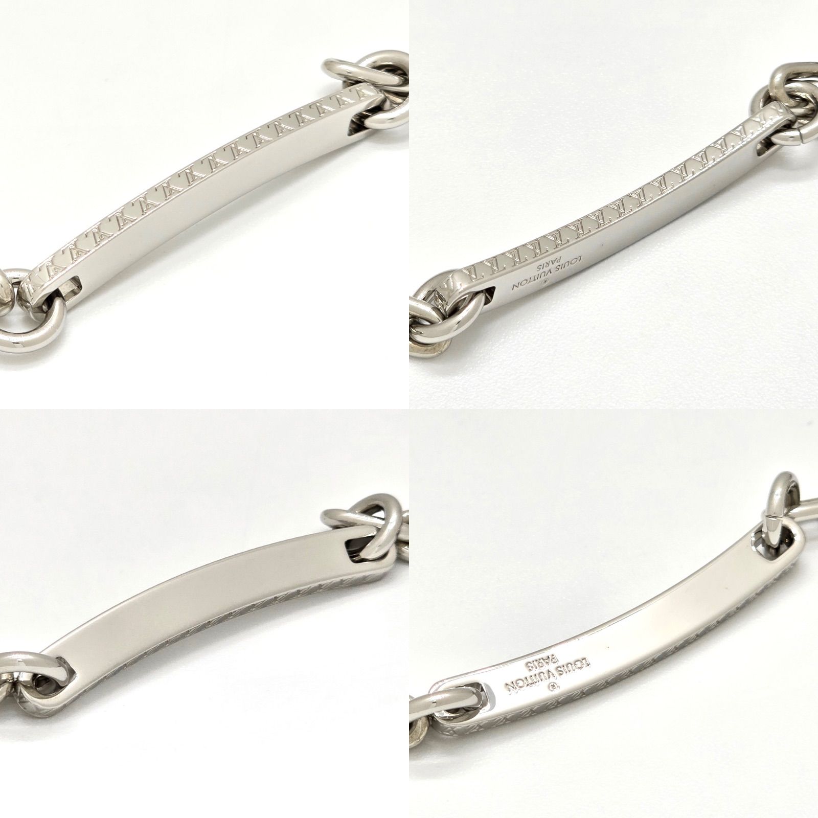  LOUIS VUITTON ルイヴィトン M 64237 チェーンロジン ブレスレット L 腕周り約20㎝ シルバー メタル プレート LVシグネチャー刻印 17 5 g イタリア製 DI 0178 ブレスレット アクセサリー