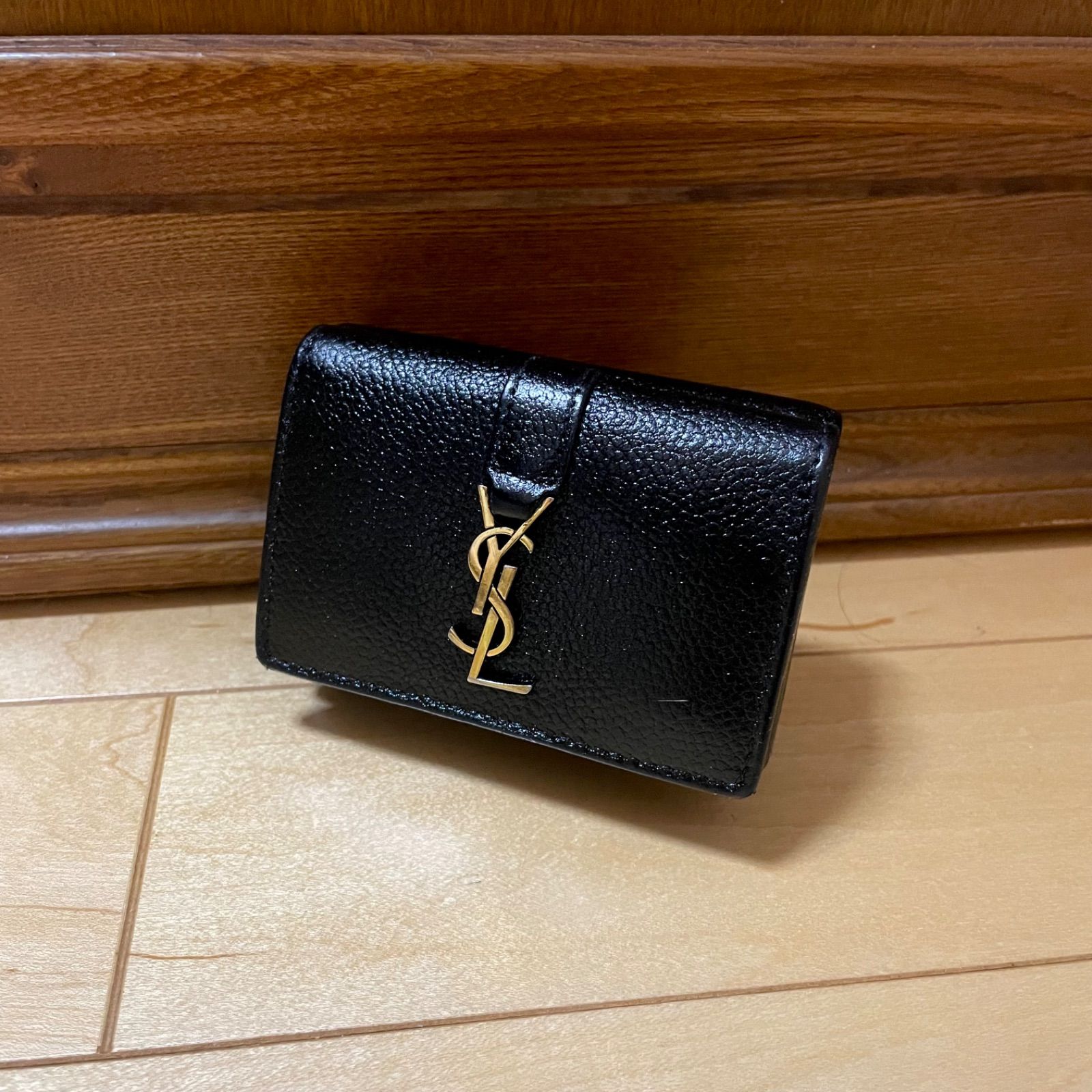 サンローラン ミニ 三つ折り財布 YSL レザー