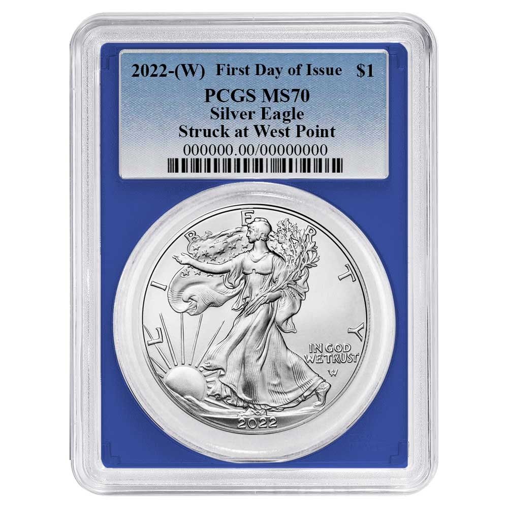 2022年 (W) $1 1オンス アメリカン シルバー イーグル PCGS MS70 FDOI