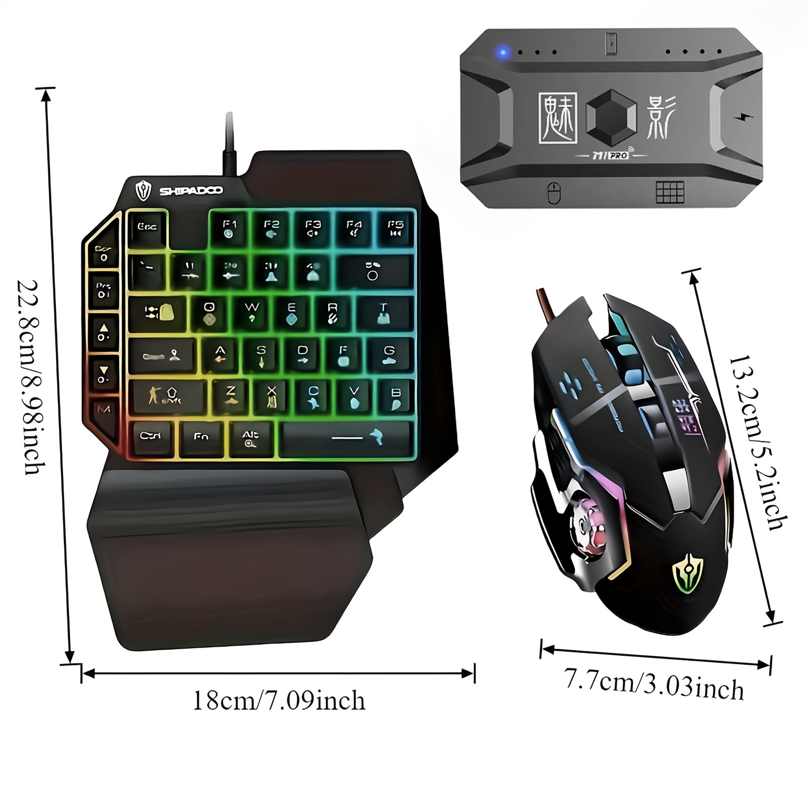 エルゴノミック 3D ライティング RGB ゲーミングマウス RGBライティング】片手ゲーミングキーボード＆マウスセット Android