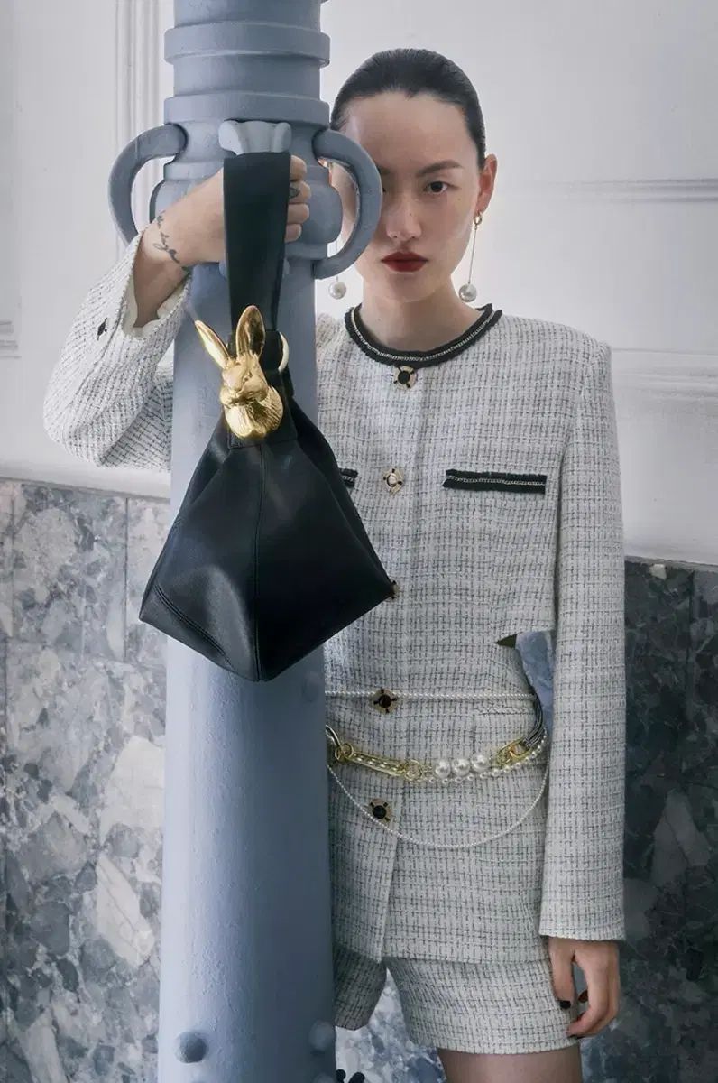 YCH カットアウト ツイード シングル ジャケット