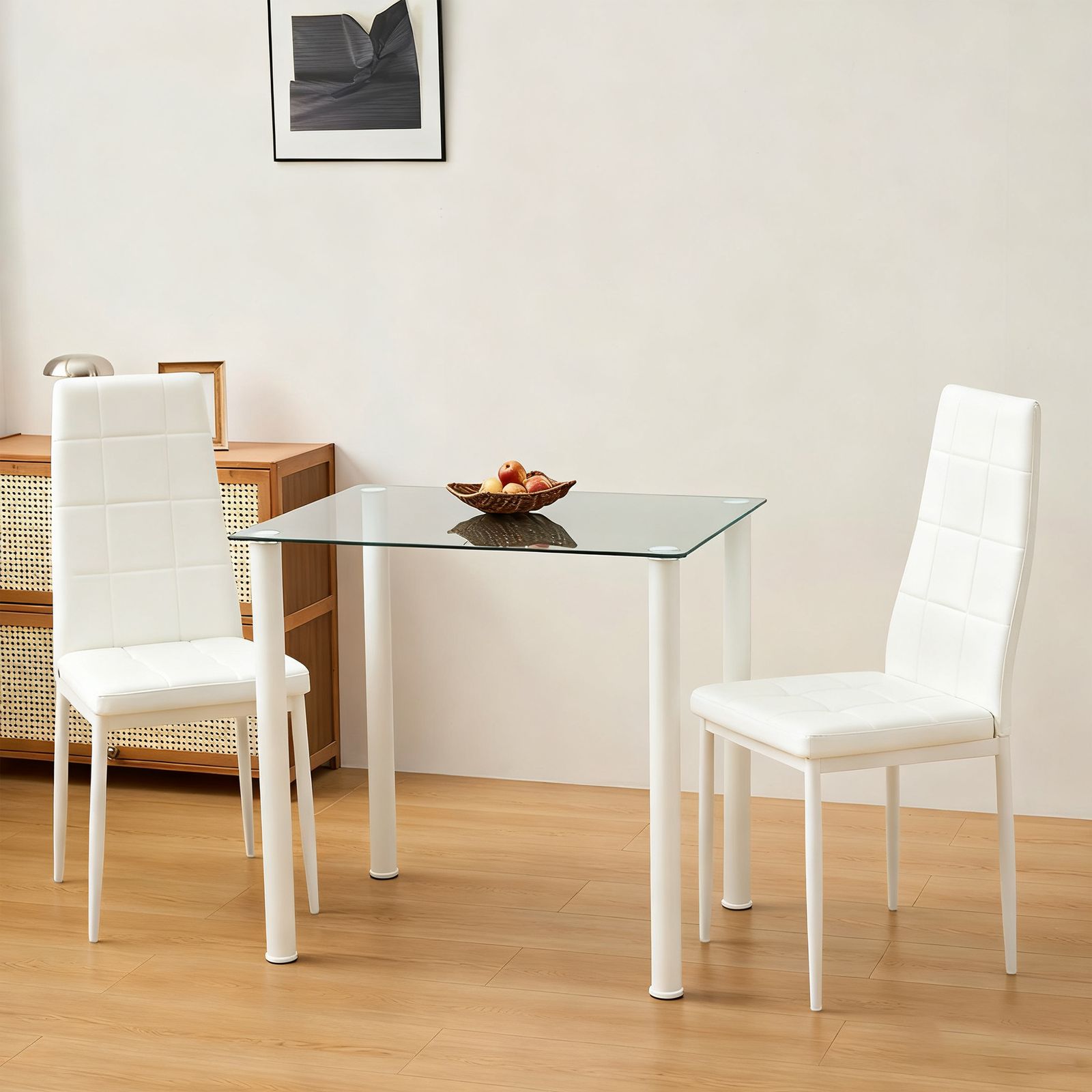 PUレザーダイニングチェア ハイバック ボックスステッチデザイン