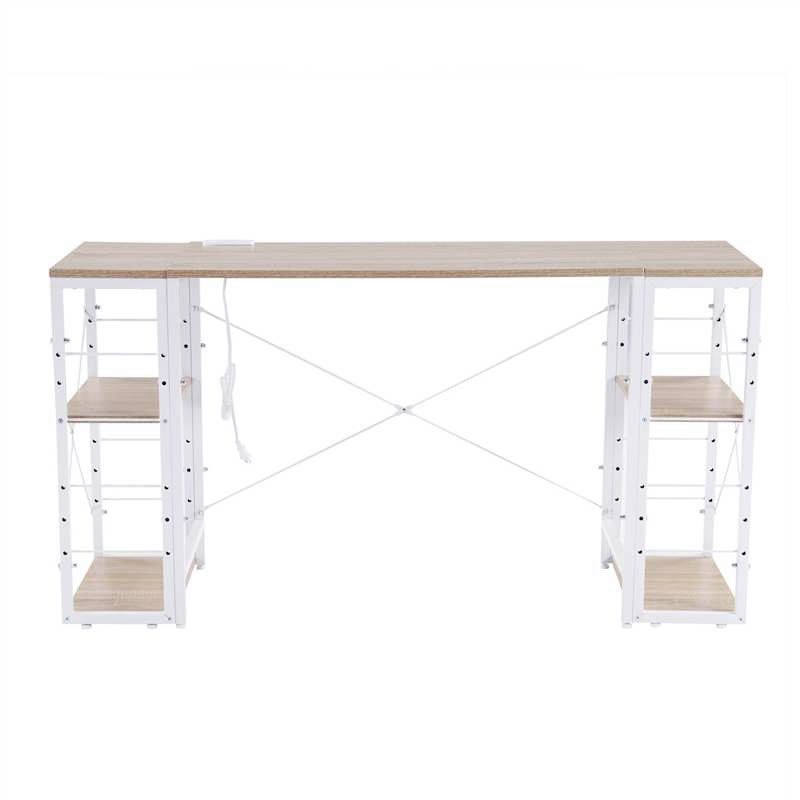 木目調 ホワイト 一体分離多用型パソコンデスク パソコンデスク ラック