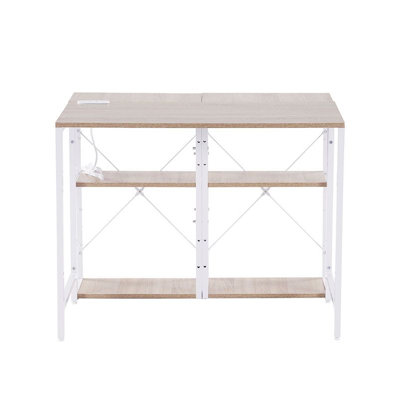 【ホワイト】一体分離多用型パソコンデスク ラック付 ワークデスク 木製 学習用 木目調 ホワイト 一体分離多用型パソコンデスク パソコンデスク ラック