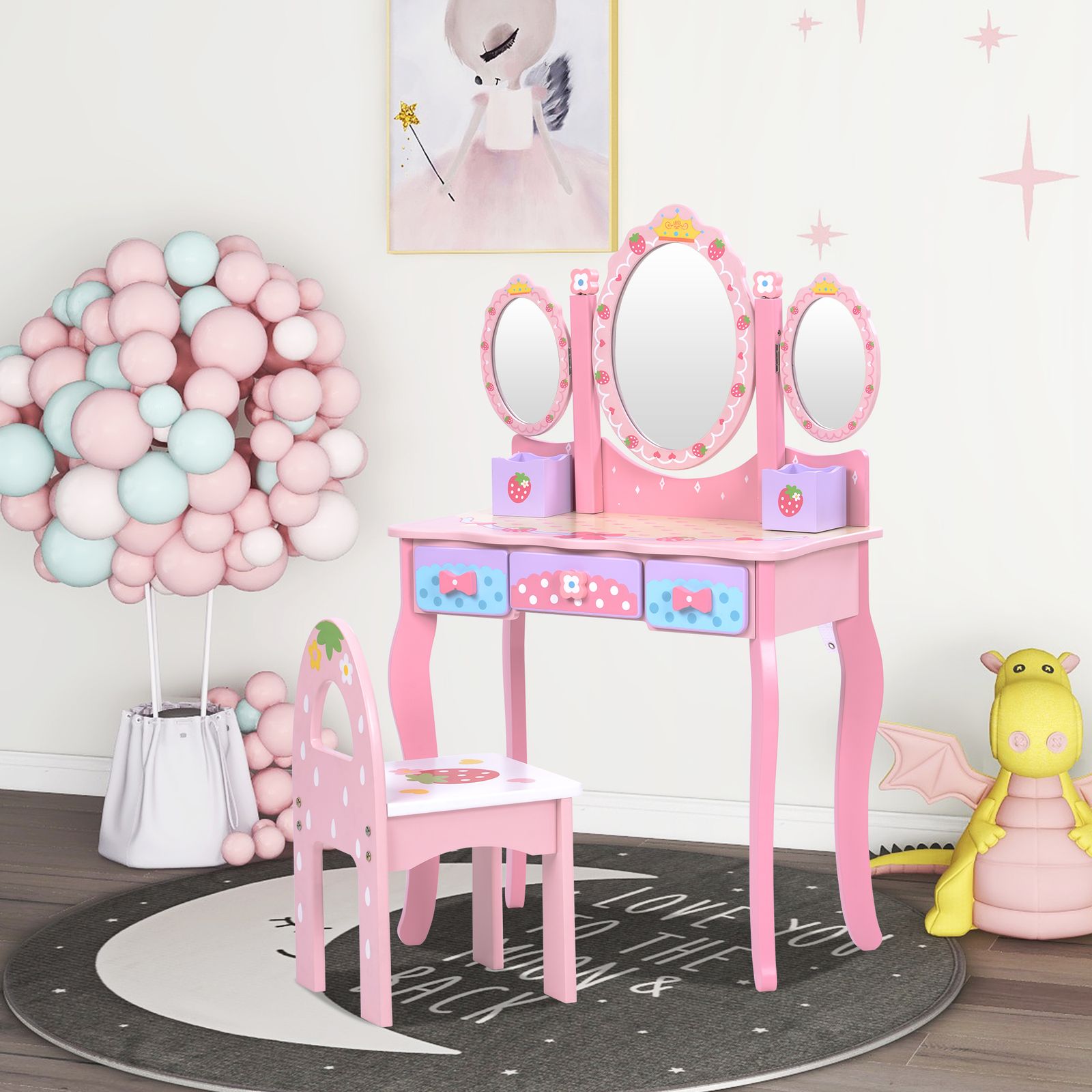 ドレッサー おままごと 姫系 可愛い 子供ドレッサー メイク台 ミラー