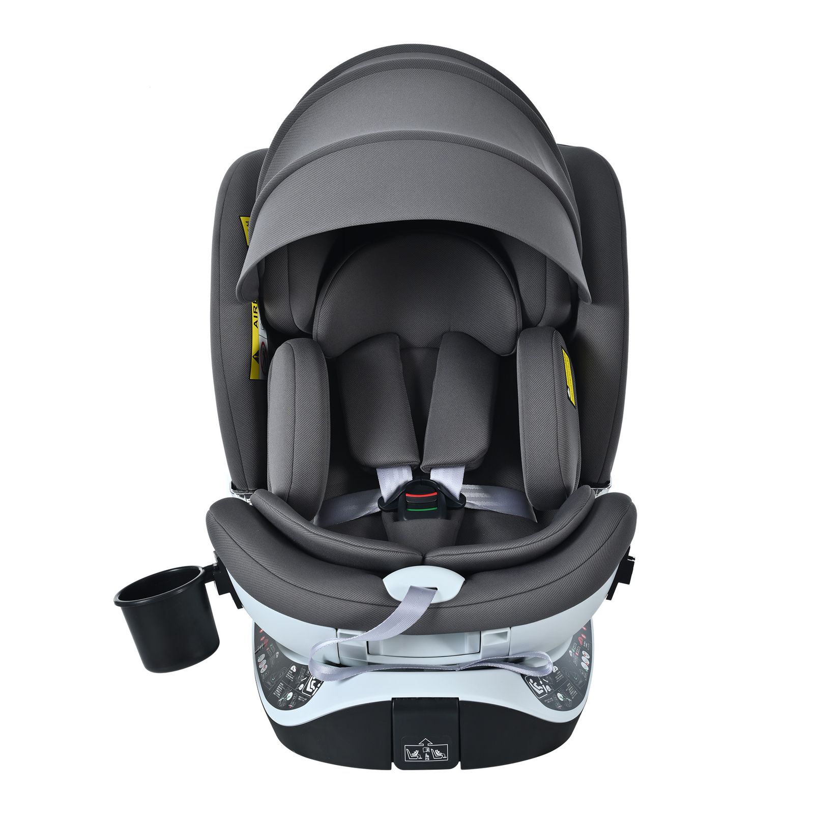 サポートレッグ 片手で回転 新安全基準R 129適合 チャイルドシート ISOFIX 360度回転 0-12歳頃 40～150 cm キャノピー付き ジュニアシート 長く使える 洗える 取付簡単 キッズシート ベビーシート 出産祝い グレー