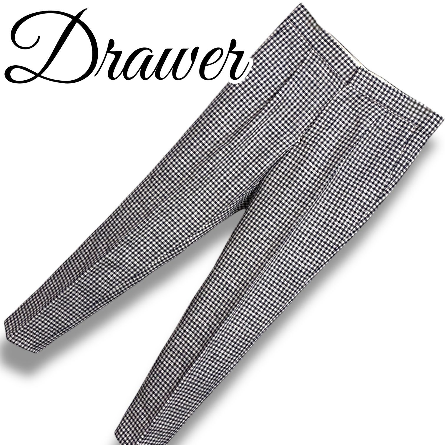 Drawer ドゥロワー レディース パンツ グレンチェック ブラック