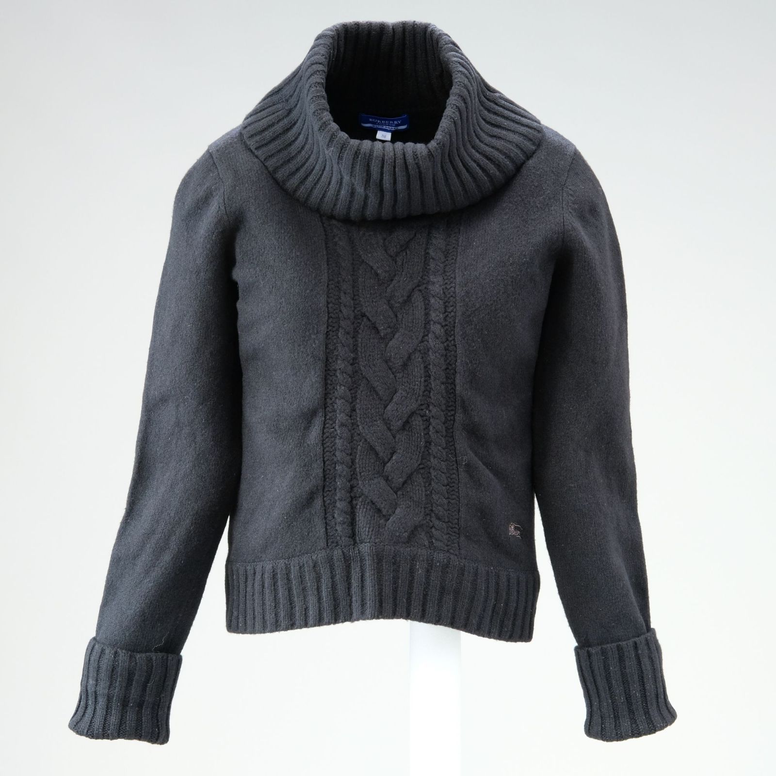 BURBERRY BLUE LABEL カシミヤ混 ケーブルニット ハイネック セーター