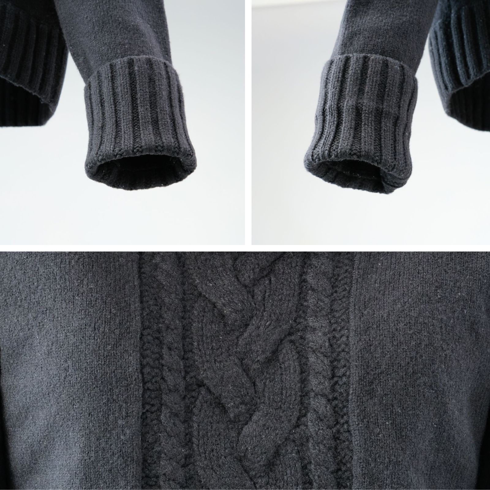 BURBERRY BLUE LABEL カシミヤ混 ケーブルニット ハイネック セーター