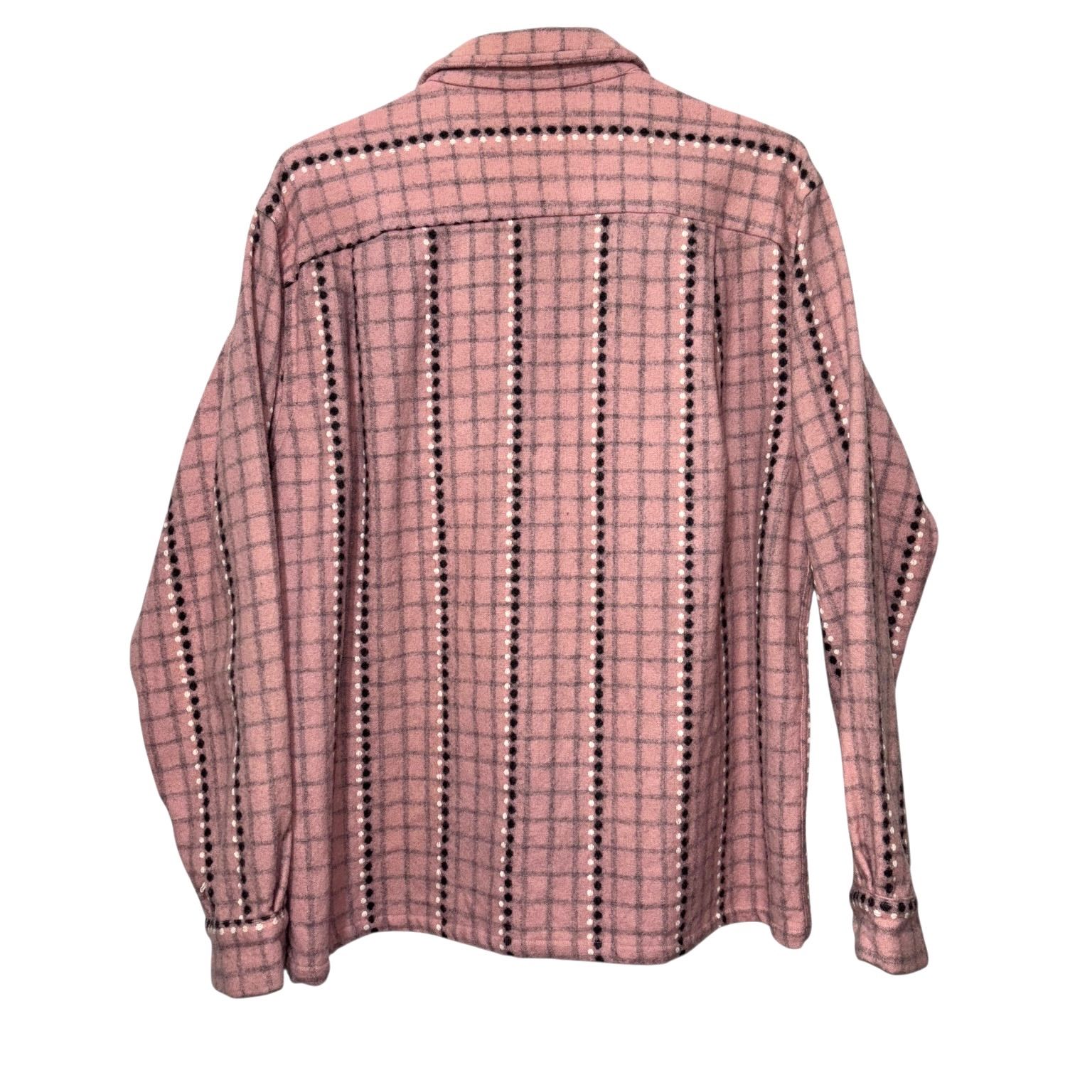 50s VINTAGE PILGRIM DOT OPEN COLLAR WOOL SHIRT L PINK ピルグリム