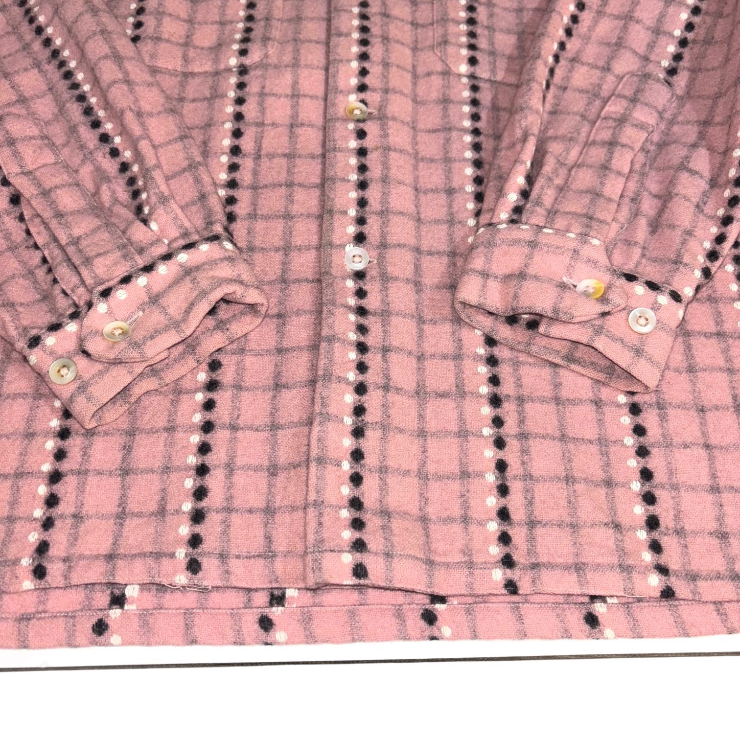 50s VINTAGE PILGRIM DOT OPEN COLLAR WOOL SHIRT L PINK ピルグリム 