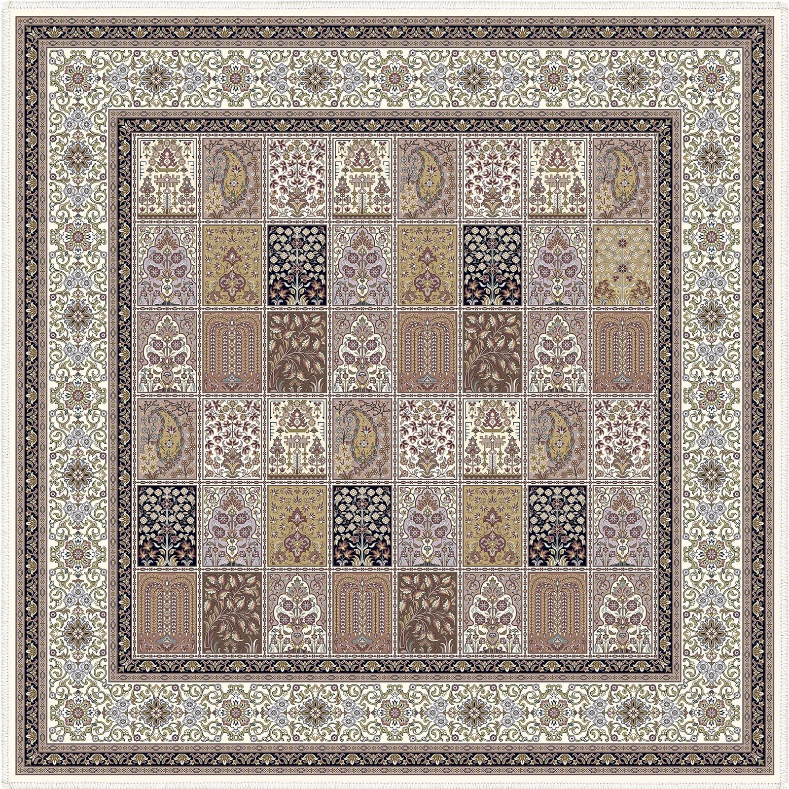 190 洗える 和室カーペット おしゃれ ペルシャラグマット 軽量 薄型 正方形 折りたたみ 滑り止め ソファ下 リビング 寝室 収納簡単 多用途