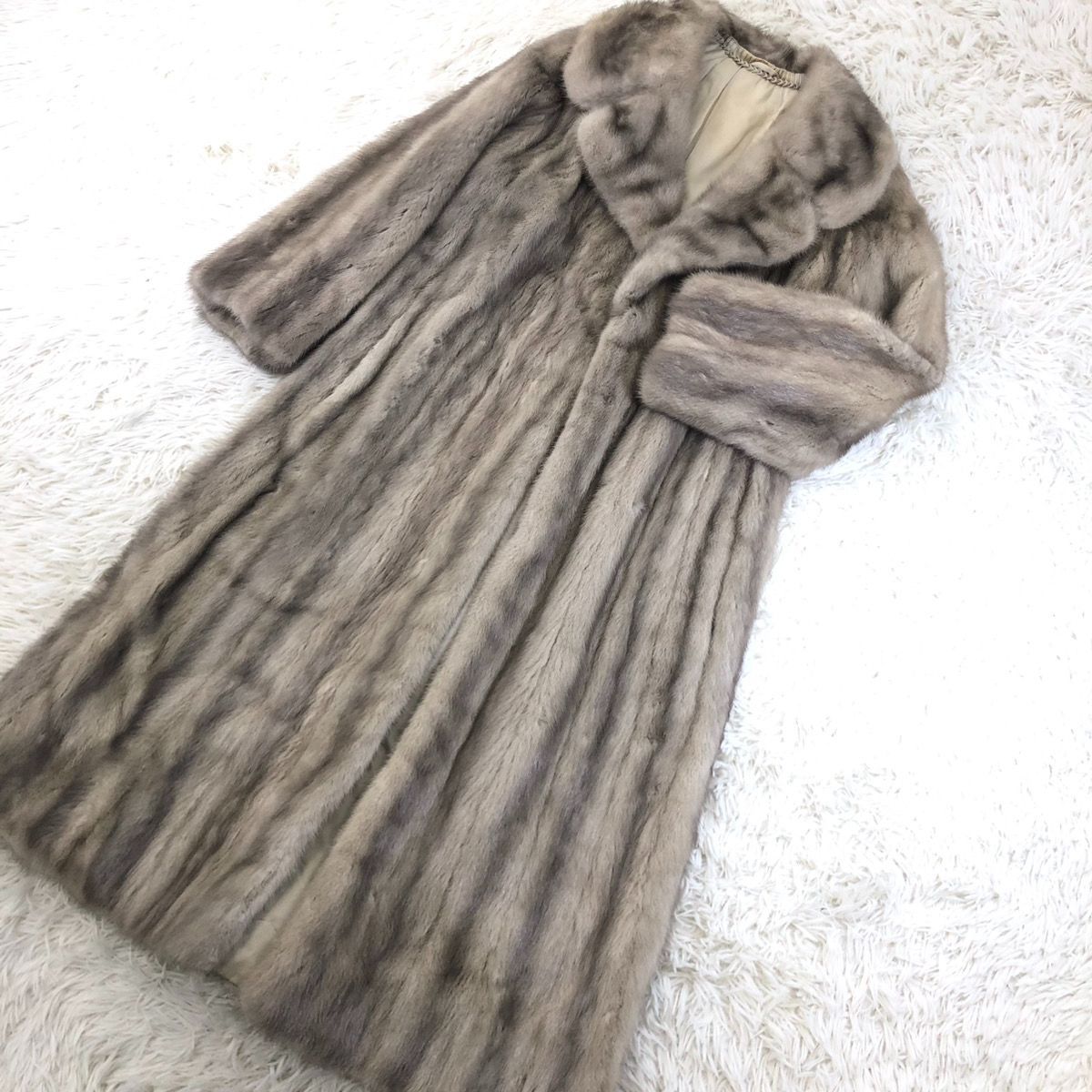 最高級 ミンクファー ロングコート (サファイアミンク) 着丈105cm サファイアミンク ファーコート XLサイズ相当 ロングコート