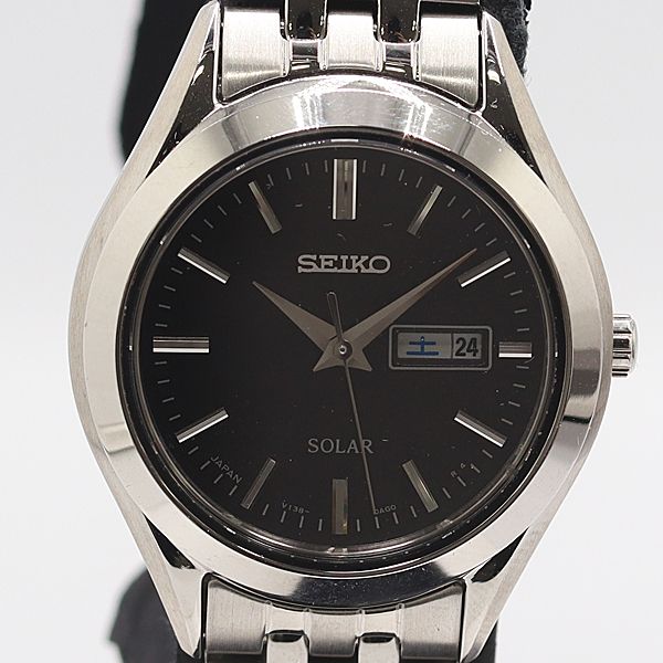保 稼働 セイコー V 138-0 AC 0 ソーラー ブラック文字盤 レディース腕時計 2000000 12 NBG SMZ