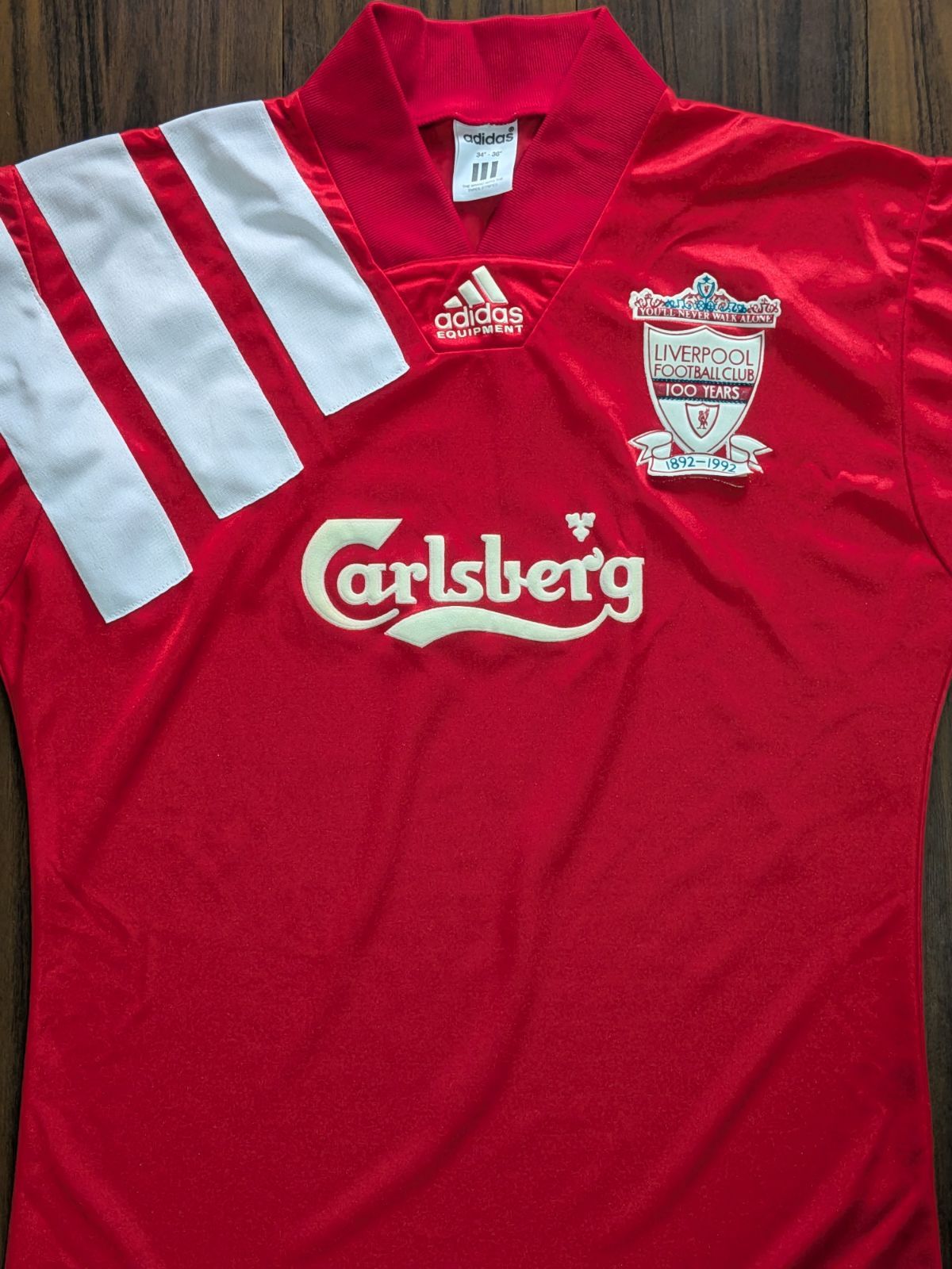 adidas アディダス 1992年 クラブ創立100周年記念 リバプール ユニフォーム 赤 34-36