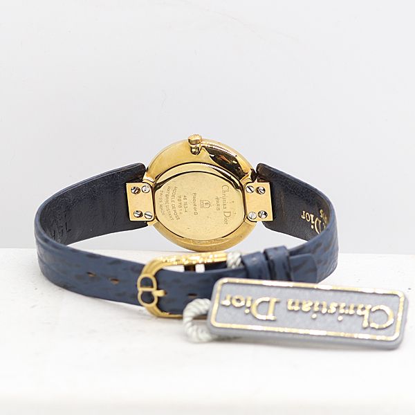  稼働 クリスチャンディオール ラウンド 46.153-4 707514 QZ ブルー文字盤 レディース腕時計 2000000 12 NBG MST 腕時計(クォーツ) 腕時計(アナログ)