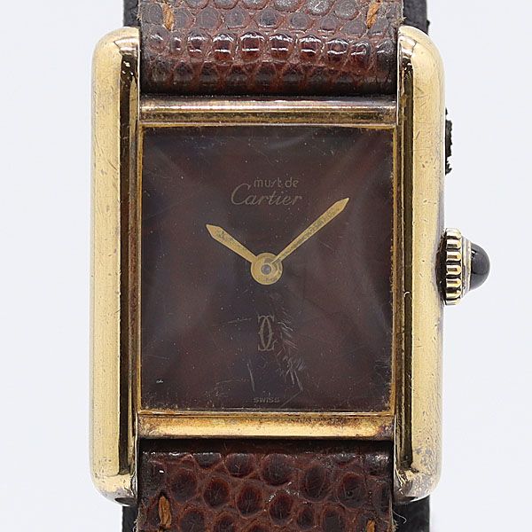 級 国永保付 稼動 カルティエ マストタンク SV 925 手巻き ボルドー文字盤 レディース腕時計 0005610 12 JWT KTU ABC 17577