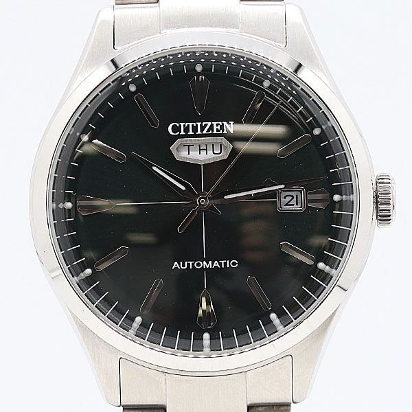 級 保 稼動 シチズン 8200-S 129001 AT 自動 ブラック メンズ 2685100 12 TLT