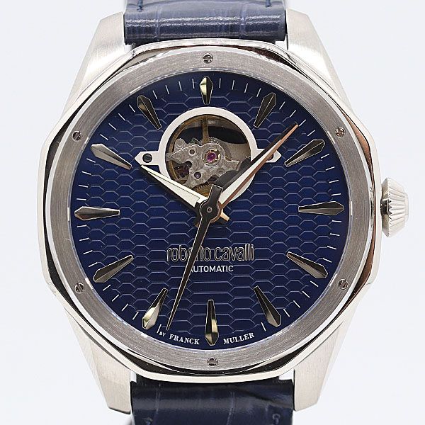 級 稼動 ロベルトカヴァリ By フランクミューラー AT 自動巻 ネイビー メンズ腕時計 4262500 12 ANT