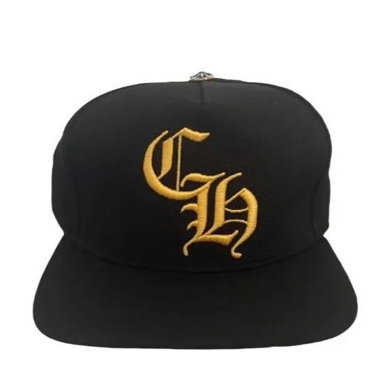 インボイスコピーあり CHROME HEARTS クロムハーツ CH Logo Baseball Cap ベースボール キャップ 帽子 刺繍 黒 ブラック 黄色 イエロー メンズ レディース