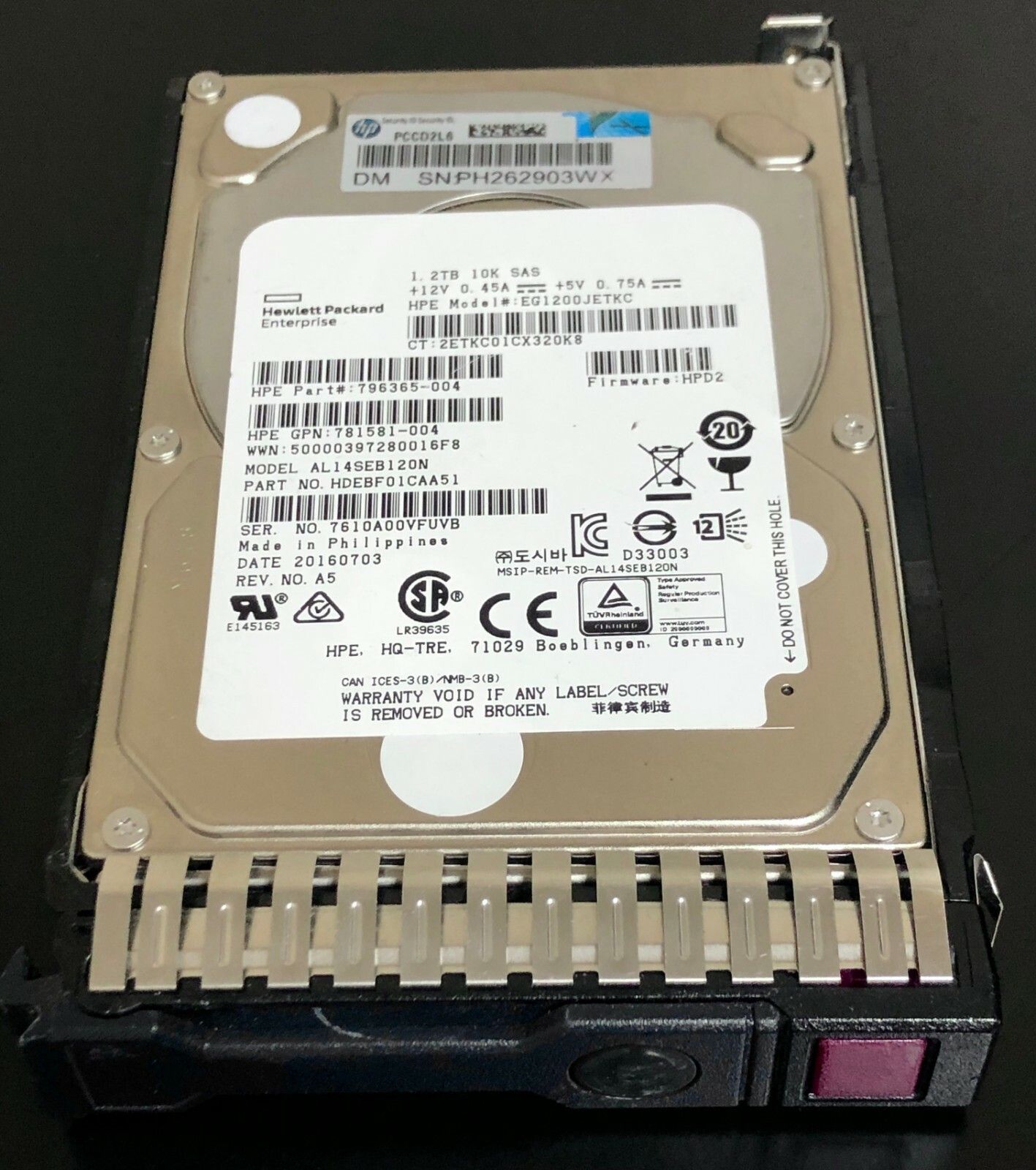 1年保証 再生品 HP 1.2 TB 12 G 10 K 2.5 SAS SC 781518-B 21 781578-001 Hard Drive W TRAY