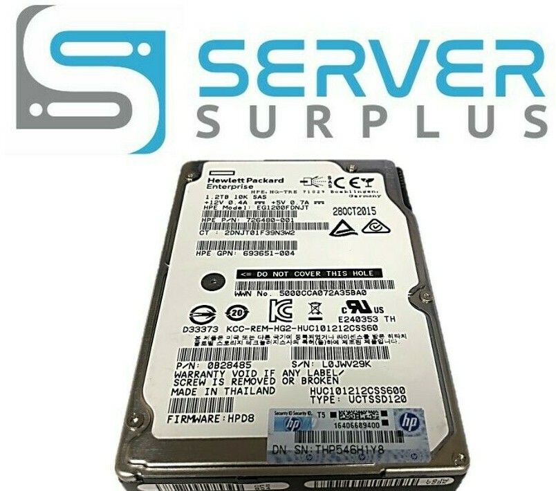1年保証 再生品 718159-002 726480-001 HPE 1.2 TB 10 K 6 G SFF 2.5 SAS SC HDD HARD DRIVE W O TRAY