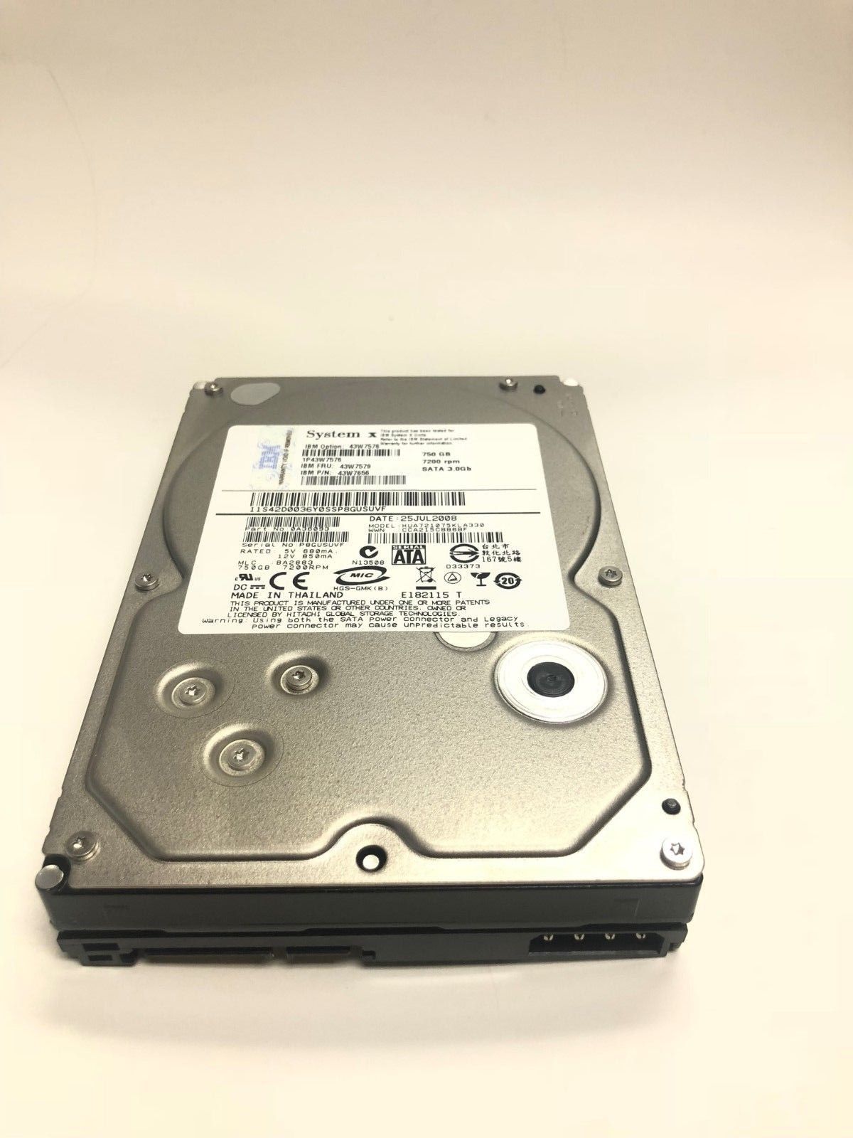 1年保証 再生品 43 W 7576 IBM 7656 750 GB 7200 RPM 3 G LFF 3.5 SATA HDD HARD DRIVE 7579