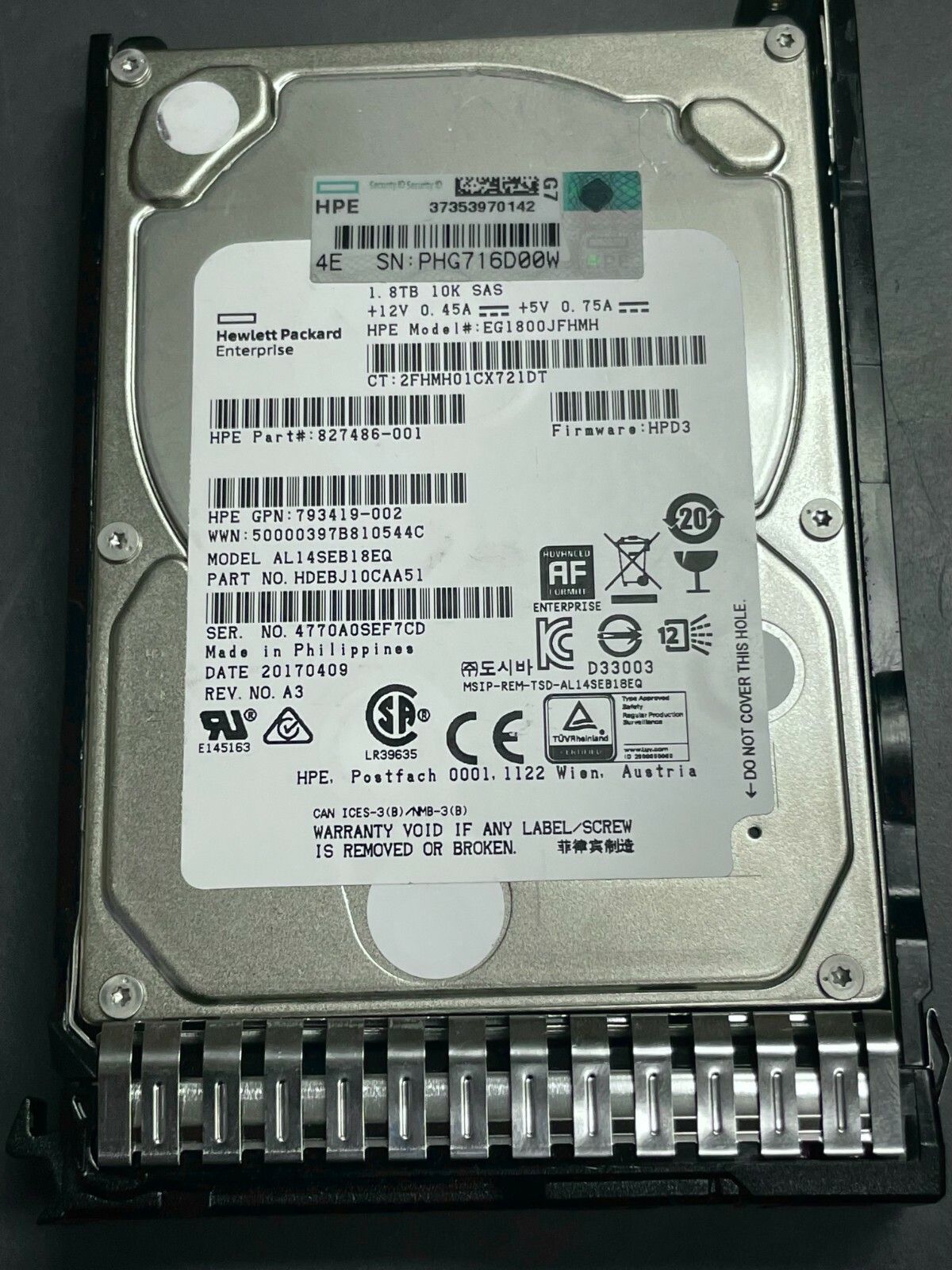 1年保証 再生品 793419 002 HPE 1 8 TB SAS 12 G 10 K SFF SC 512 e DS HDD